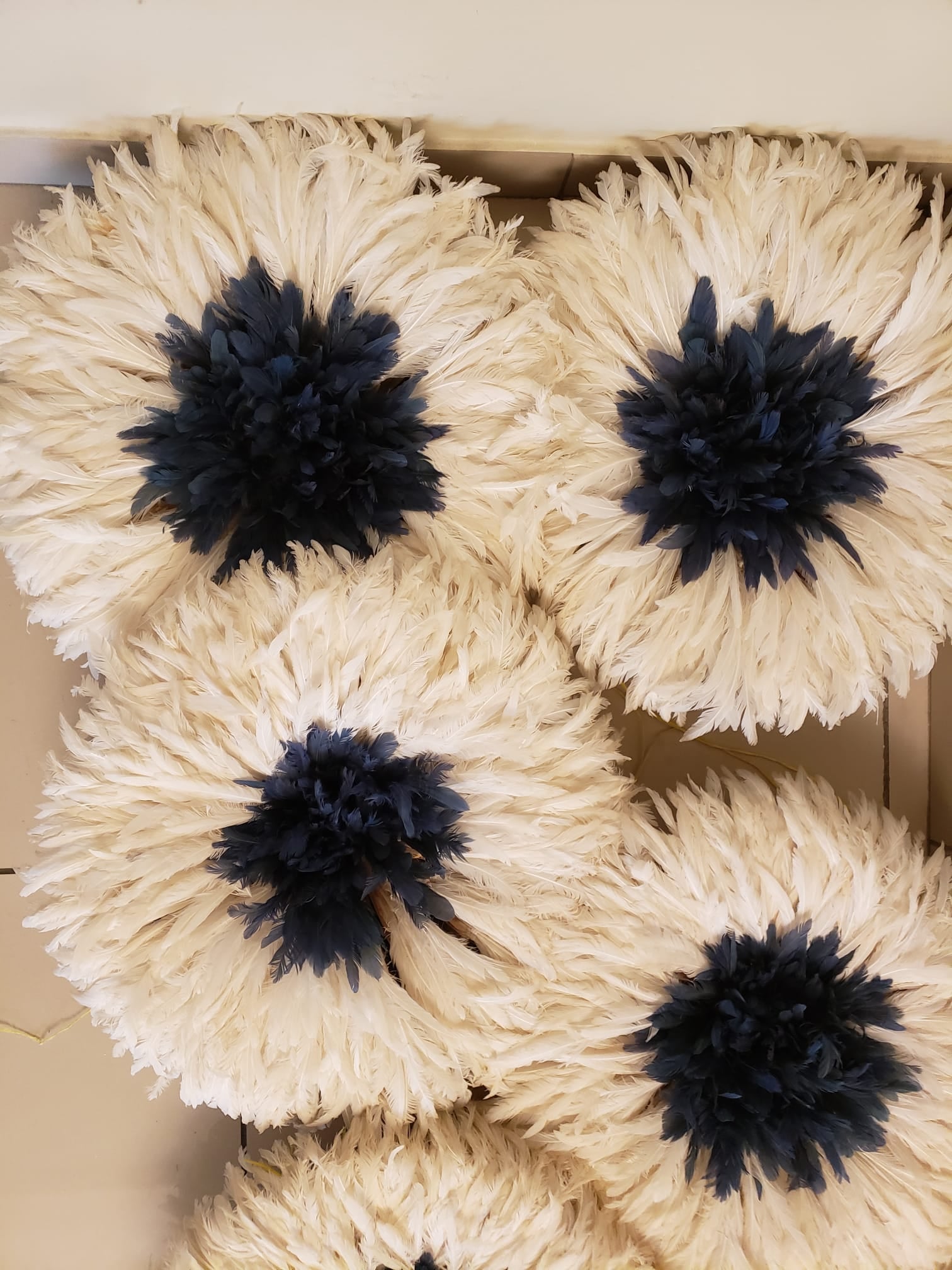 Ivory white / Navy blue juju hat - Wall decor